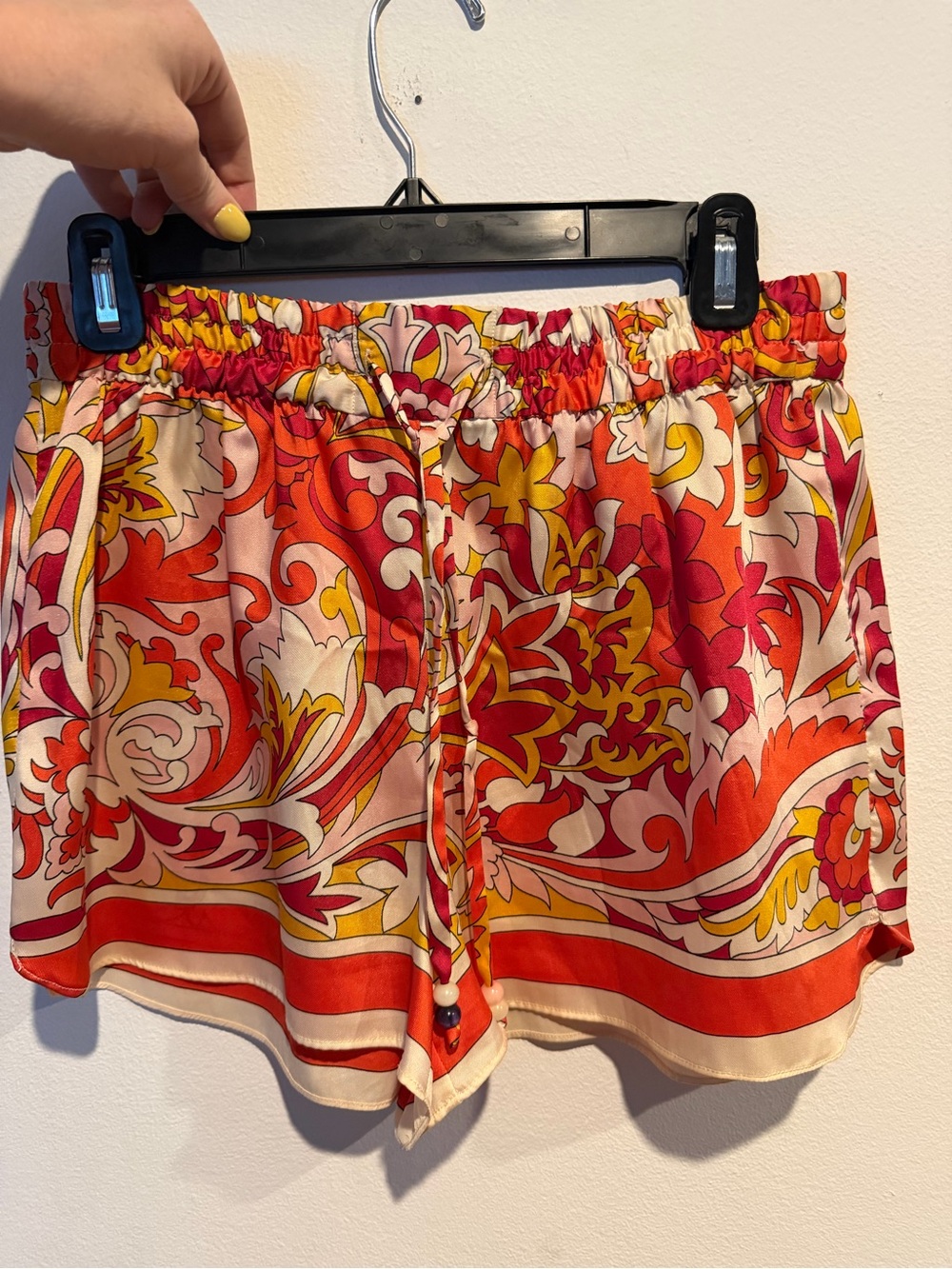 Zara Orange Red Pink Yellow Paisley-Print Athletic Shorts